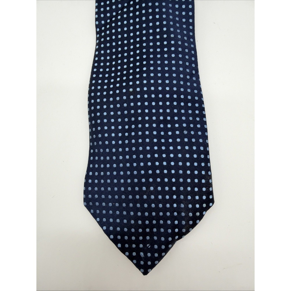 Burma Bibas Mens Silk Necktie Navy Blue Geometric Pattern  Silk Tie 58" X 3.5"